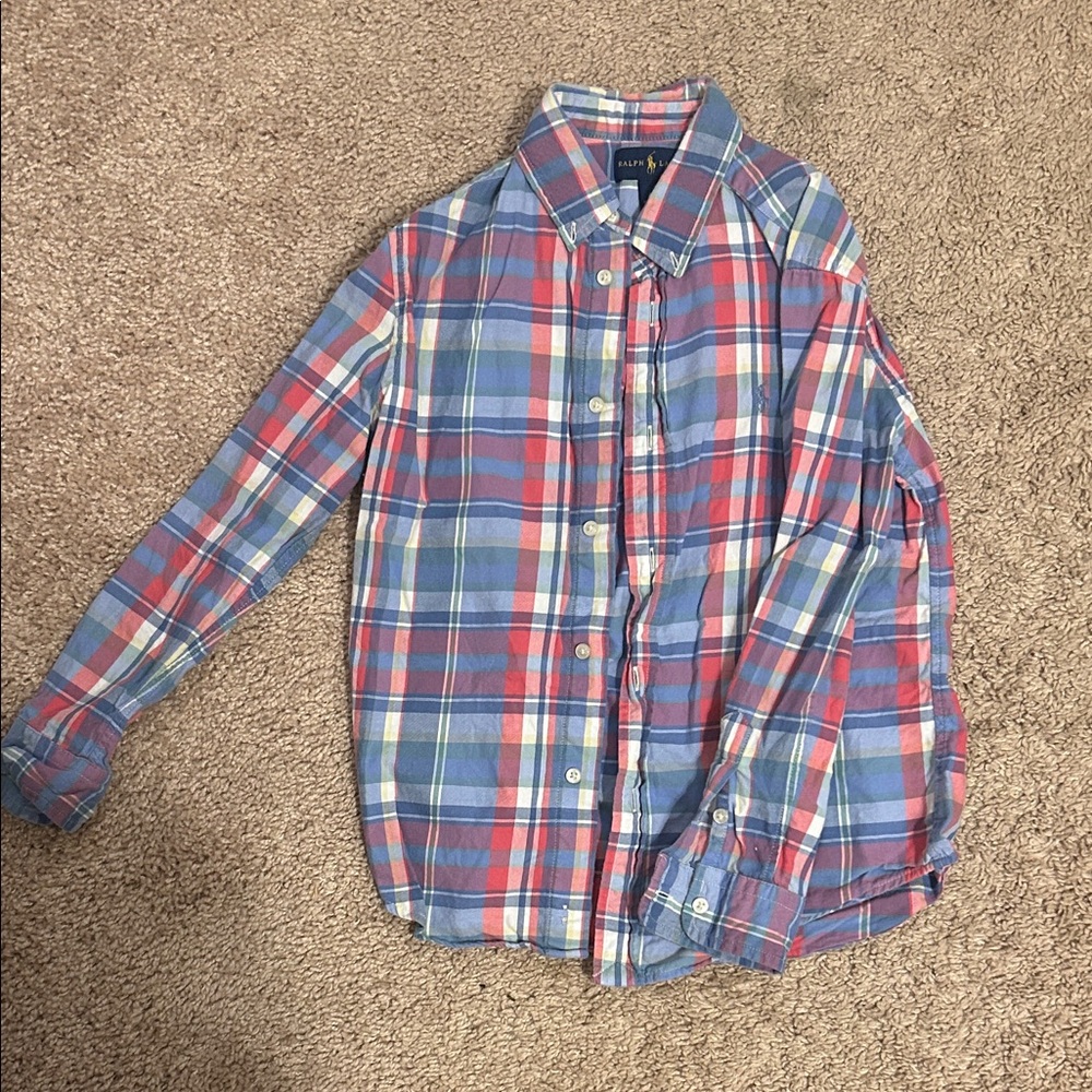 Ralph Lauren Kids Plaid Shirt - Blue, Pink, and White